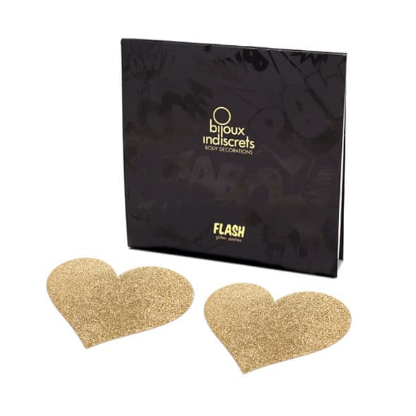 BIJOUX - INDISCRETS FLASH GOLDEN HEART NIPPLE COVERS thumb 2