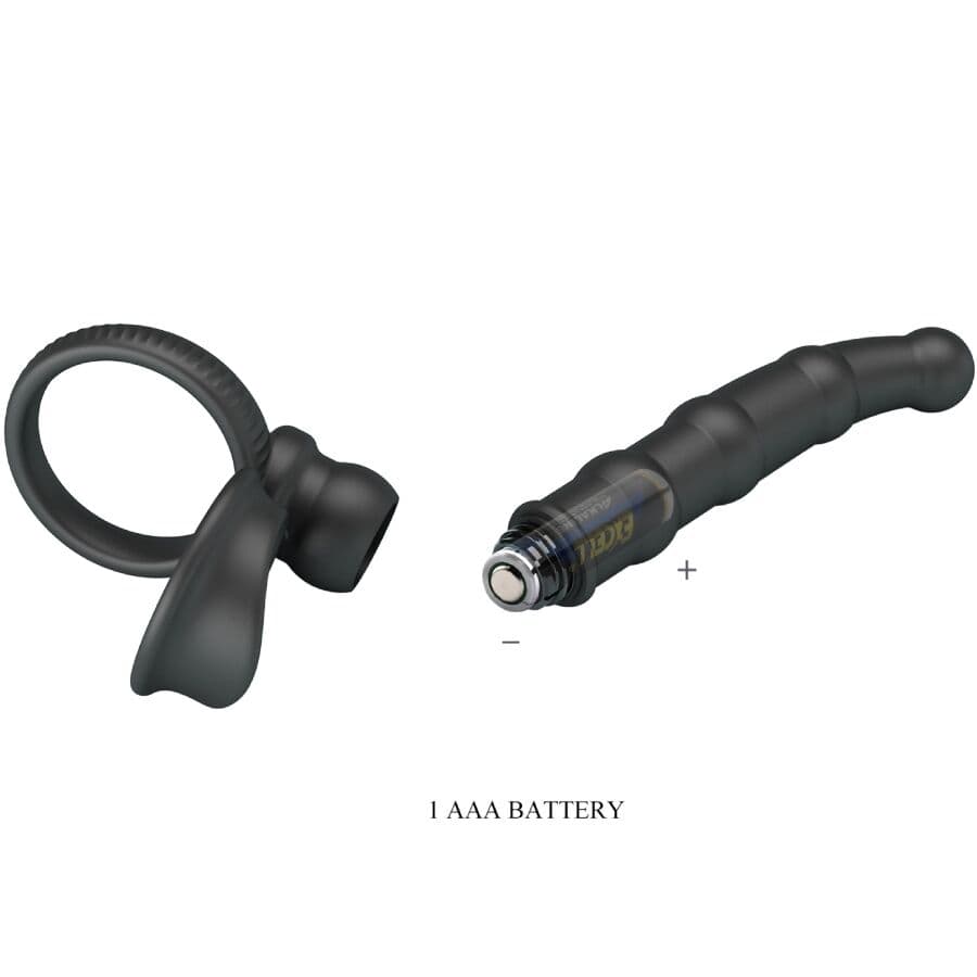 PRETTY LOVE - TATUM VIBRATING PENIS RING WITH PLUG 10 VIBRATIONS BLACK thumb 6