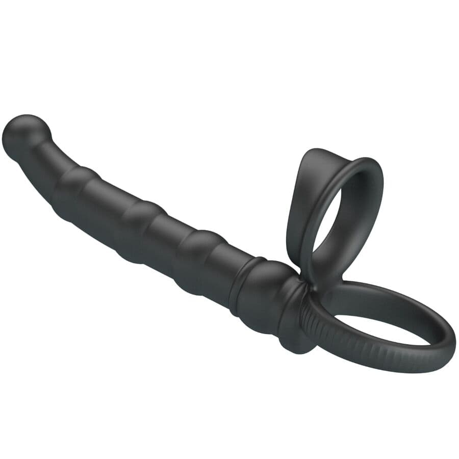 PRETTY LOVE - TATUM VIBRATING PENIS RING WITH PLUG 10 VIBRATIONS BLACK thumb 2