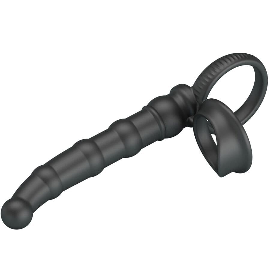 PRETTY LOVE - TATUM VIBRATING PENIS RING WITH PLUG 10 VIBRATIONS BLACK thumb 3