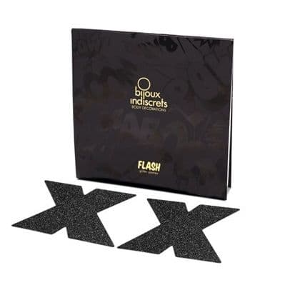 BIJOUX - INDISCRETS FLASH CROSS BLACK NIPPLE CAPS thumb 2