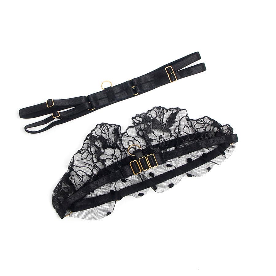 SUBBLIME - 957490 LACE BRA AND GARTER SET  BLACK L/XL thumb 7