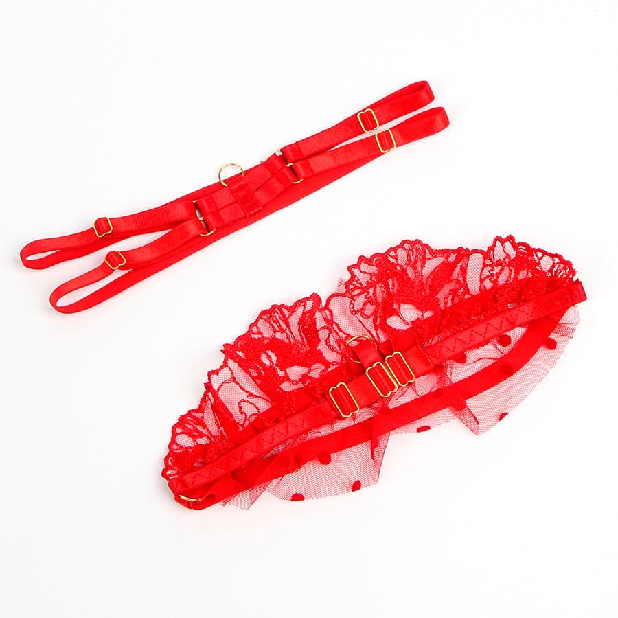 SUBBLIME - 957506  LACE BRA AND GARTER SET RED S/M thumb 6