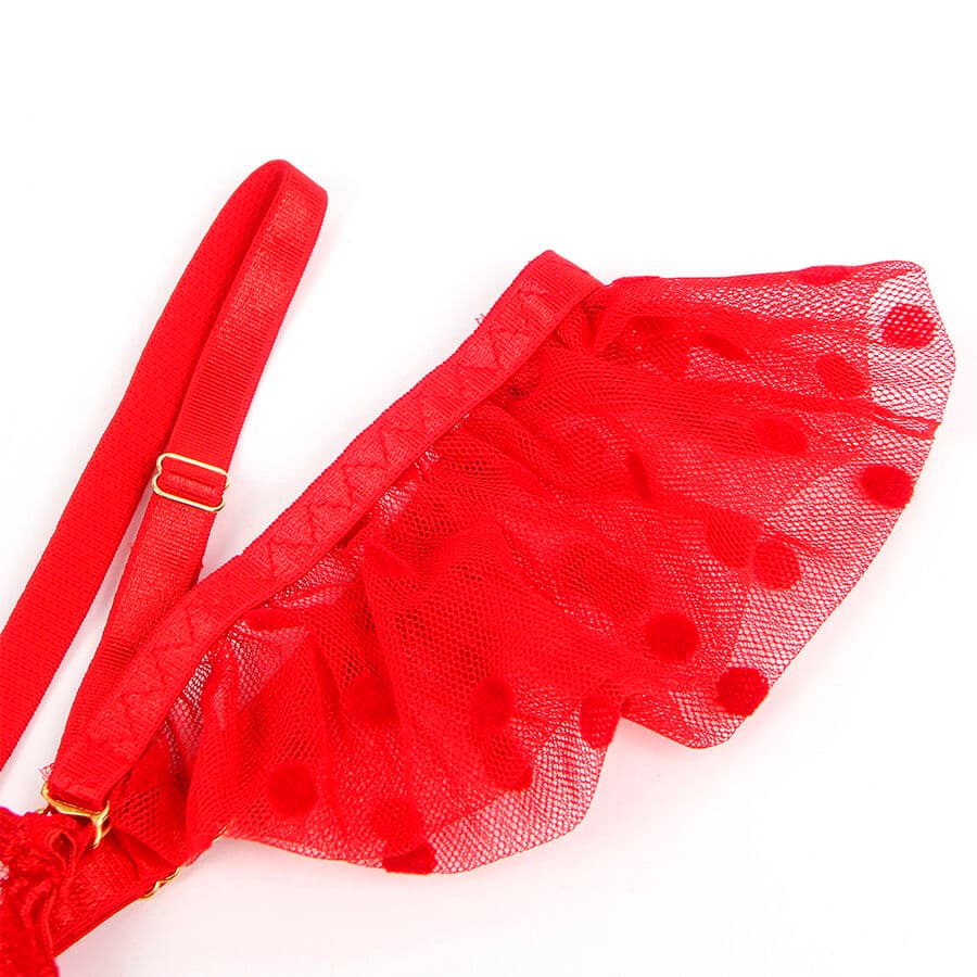 SUBBLIME - 957506  LACE BRA AND GARTER SET RED S/M thumb 5