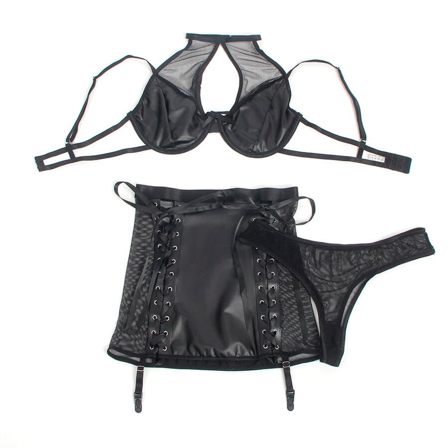 SUBBLIME - 957599 LEATHER BRA AND SKIRT SET BLACK L/XL thumb 4