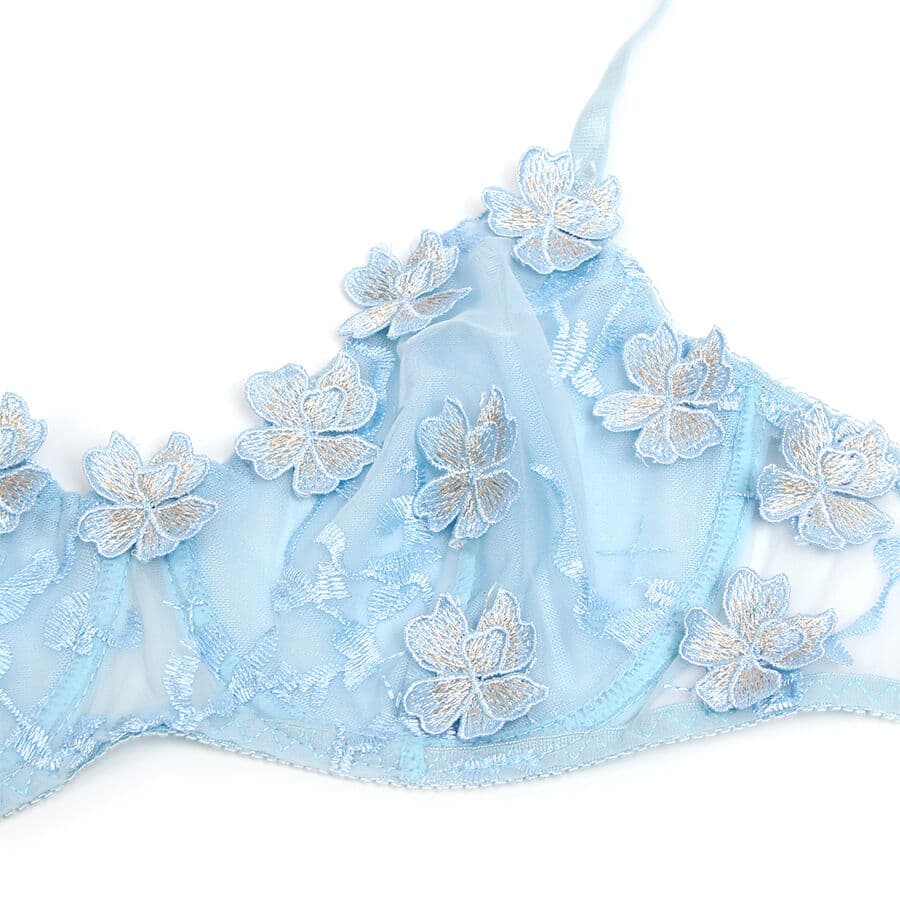 SUBBLIME - 957629  FLOWER EMBROIDERED BRA AND PANTIES SET SKY BLUE S/M thumb 6