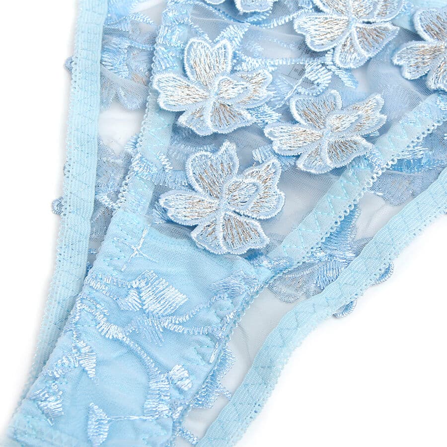SUBBLIME - 957629  FLOWER EMBROIDERED BRA AND PANTIES SET SKY BLUE S/M thumb 7