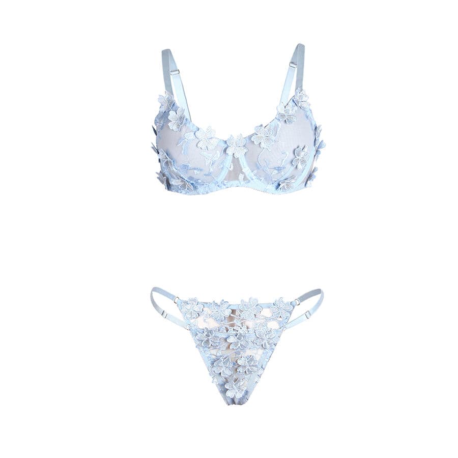 SUBBLIME - 957636 FLOWER EMBROIDERED BRA AND PANTIES SET SKY BLUE L/XL thumb 5