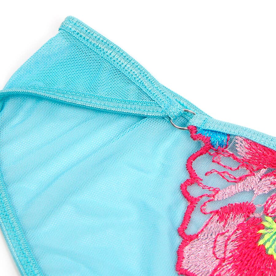 SUBBLIME - 957650 FLOWER EMBROIDERED BRA AND GARTER BELT SET PINK L/XL thumb 7