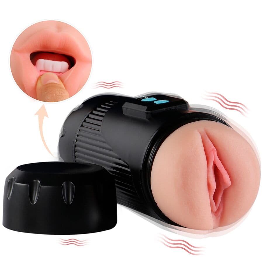 SHEQU - KAY DOUBLE MASTURBATOR WITH DUAL MOUTH AND VAGINA VIBRATION thumb 2