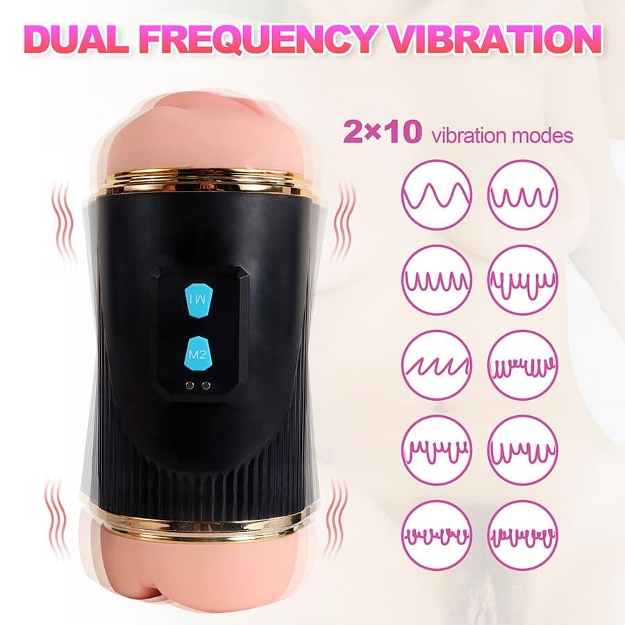 SHEQU - KAY DOUBLE MASTURBATOR WITH DUAL MOUTH AND VAGINA VIBRATION thumb 13
