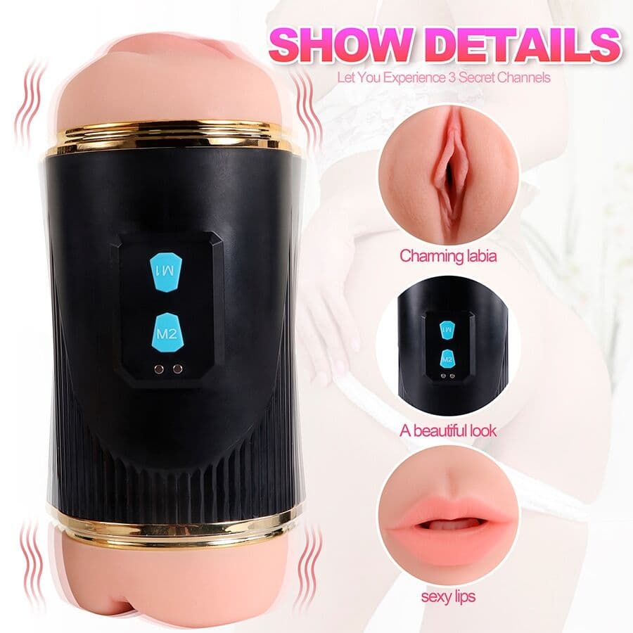 SHEQU - KAY DOUBLE MASTURBATOR WITH DUAL MOUTH AND VAGINA VIBRATION thumb 12