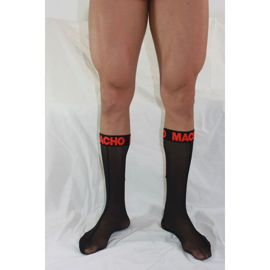 MACHO - THIN SOCKS ONE SIZE BLACK/RED thumb 4