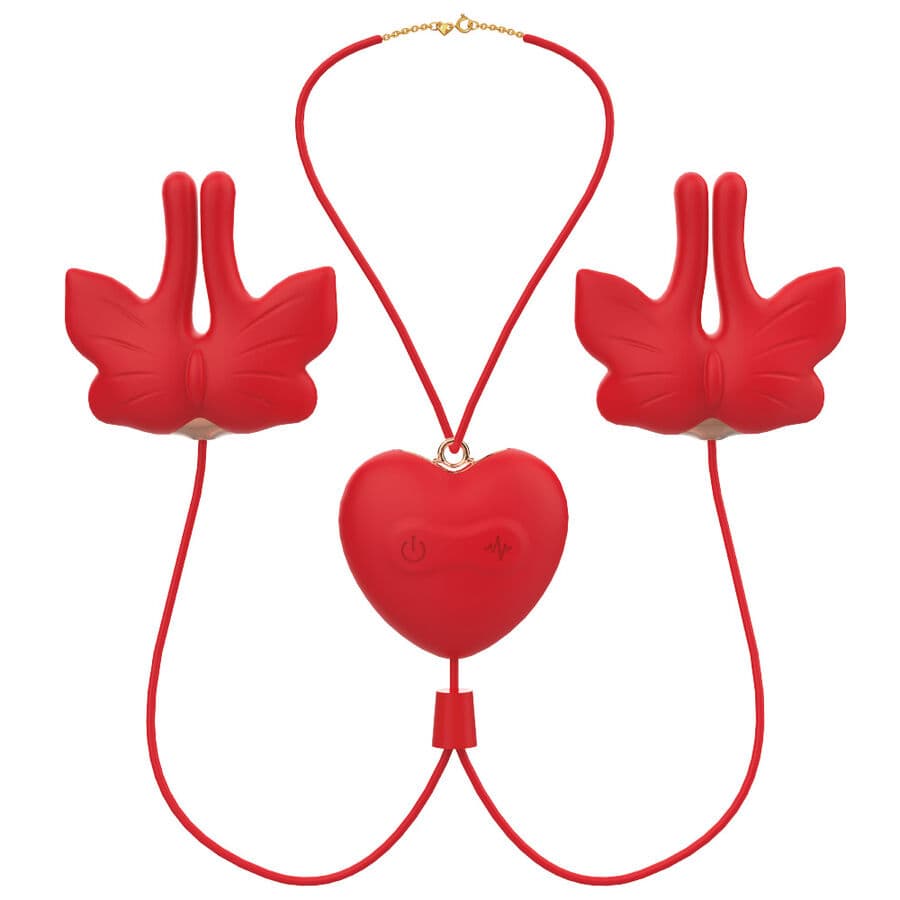 ARMONY - MAGNETIC NIPPLE CLAMPS WITH VIBRATION BUTTERFLY SHAPE RED thumb 3