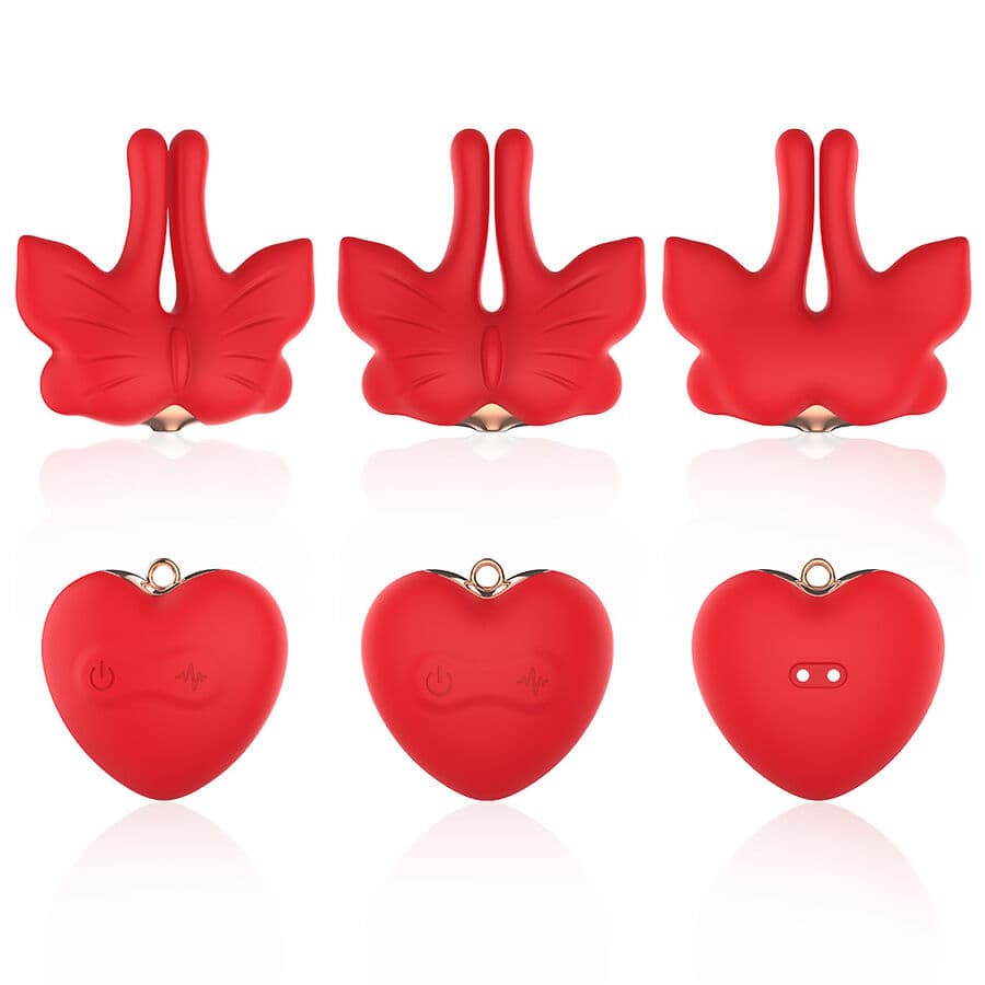 ARMONY - MAGNETIC NIPPLE CLAMPS WITH VIBRATION BUTTERFLY SHAPE RED thumb 8