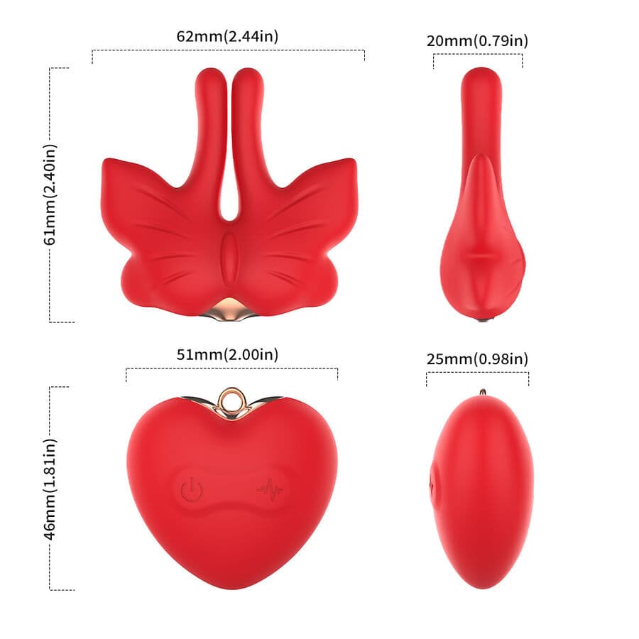 ARMONY - MAGNETIC NIPPLE CLAMPS WITH VIBRATION BUTTERFLY SHAPE RED thumb 9