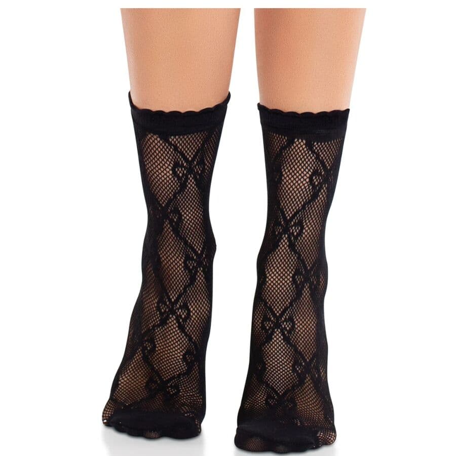 LEG AVENUE - BLACK LACE BOW LACE SOCKS thumb 3