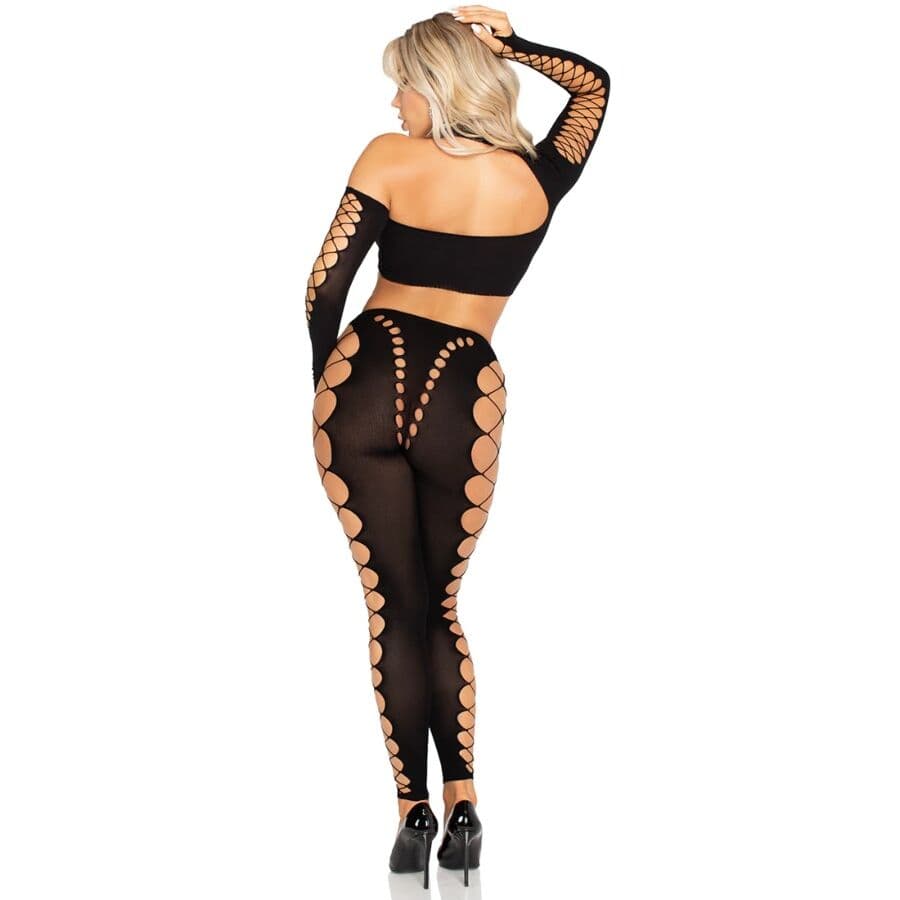 LEG AVENUE - CROP TOP AND LEGGINGS CUT-OUT SEAMLESS BLACK thumb 2
