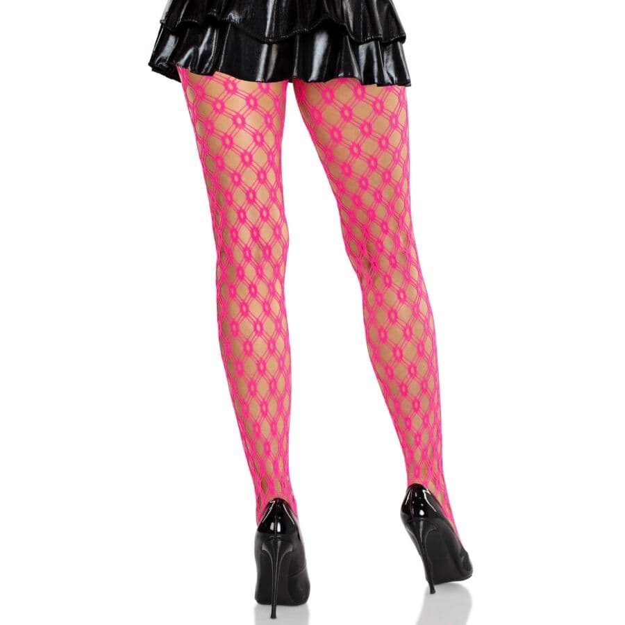 LEG AVENUE - LACE TIGHTS WITH EYELETS NEON PINK thumb 2