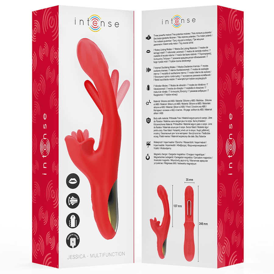 INTENSE - JESSICA MULTIFUNCTION VIBRATOR CLITORIS STIMULATION 24.8 CM RED thumb 8