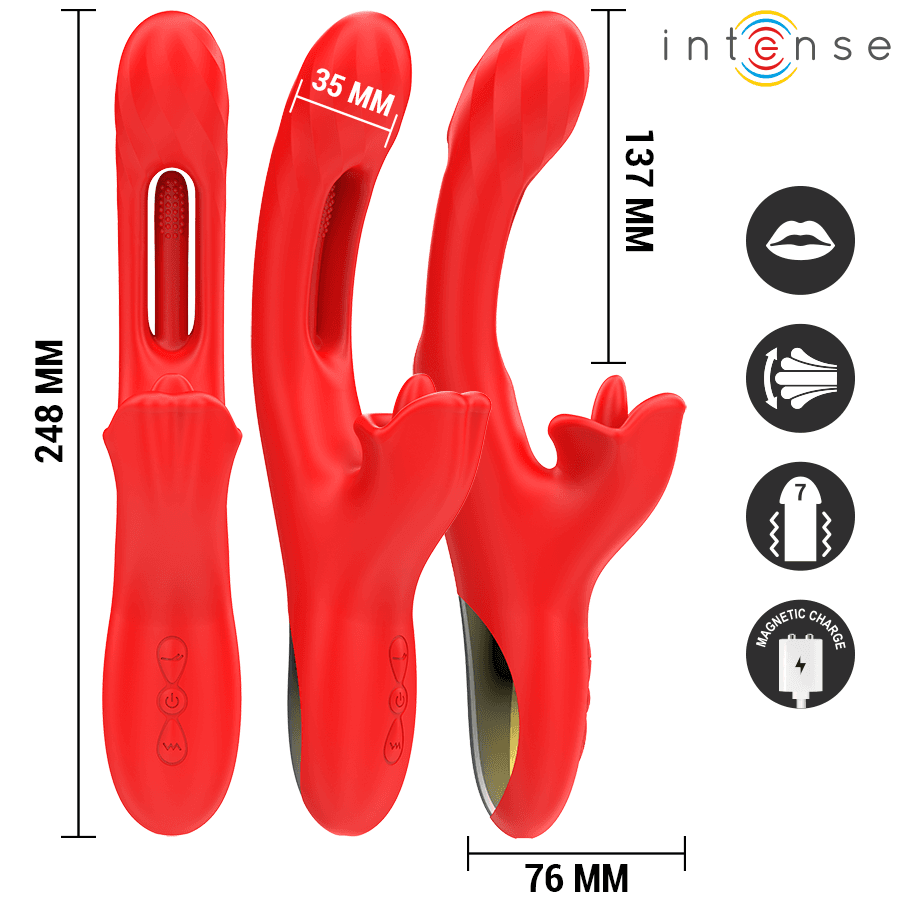 INTENSE - JESSICA MULTIFUNCTION VIBRATOR CLITORIS STIMULATION 24.8 CM RED thumb 3
