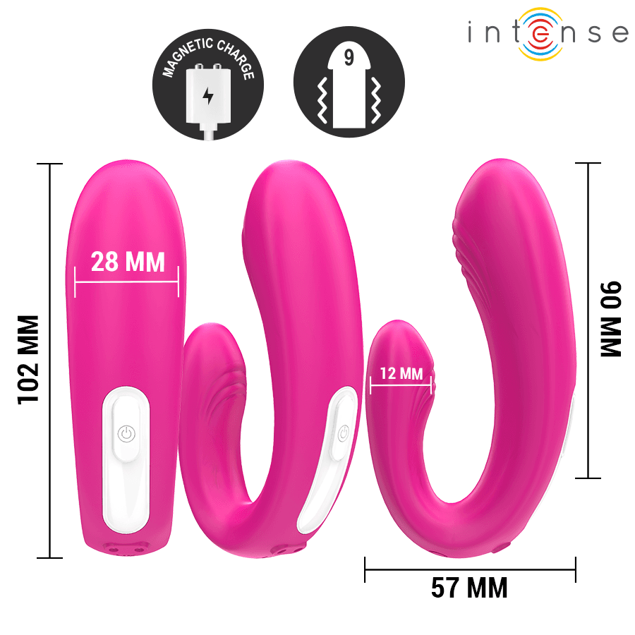 INTENSE - JANET DUAL U-SHAPED STIMULATOR AND VIBRATOR WITH REMOTE CONTROL PINK thumb 3