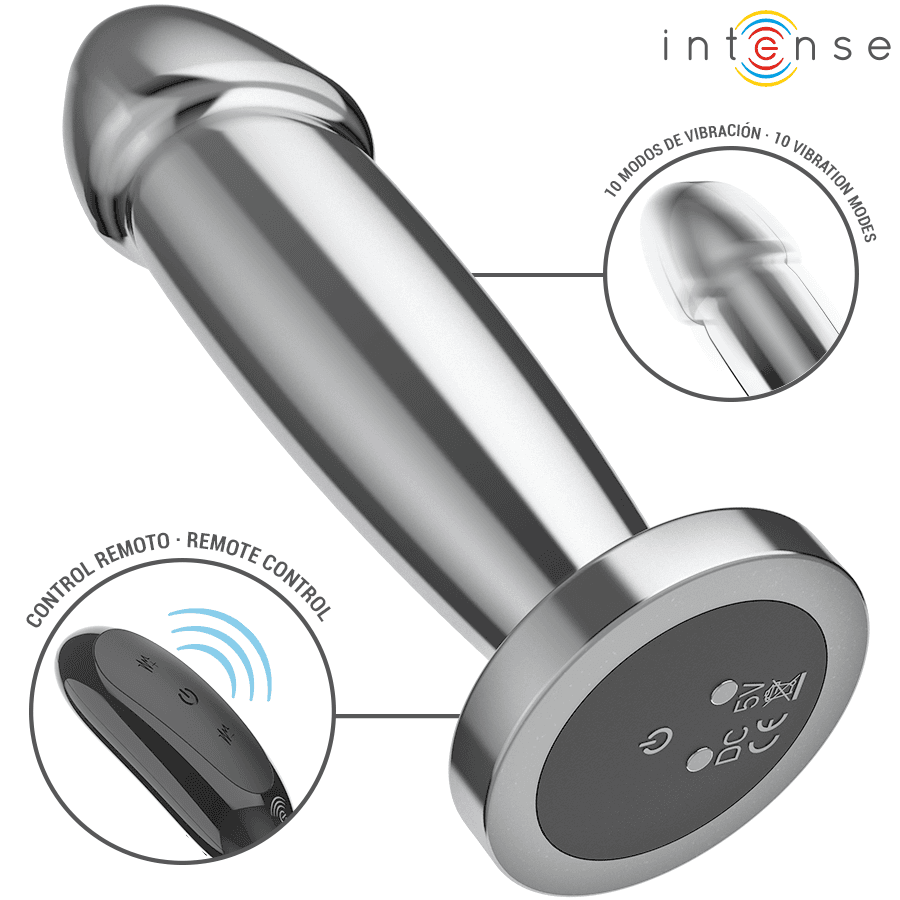 INTENSE - ANAL PLUG 10 VIBRATIONS METAL DILDO WITH REMOTE CONTROL S thumb 3