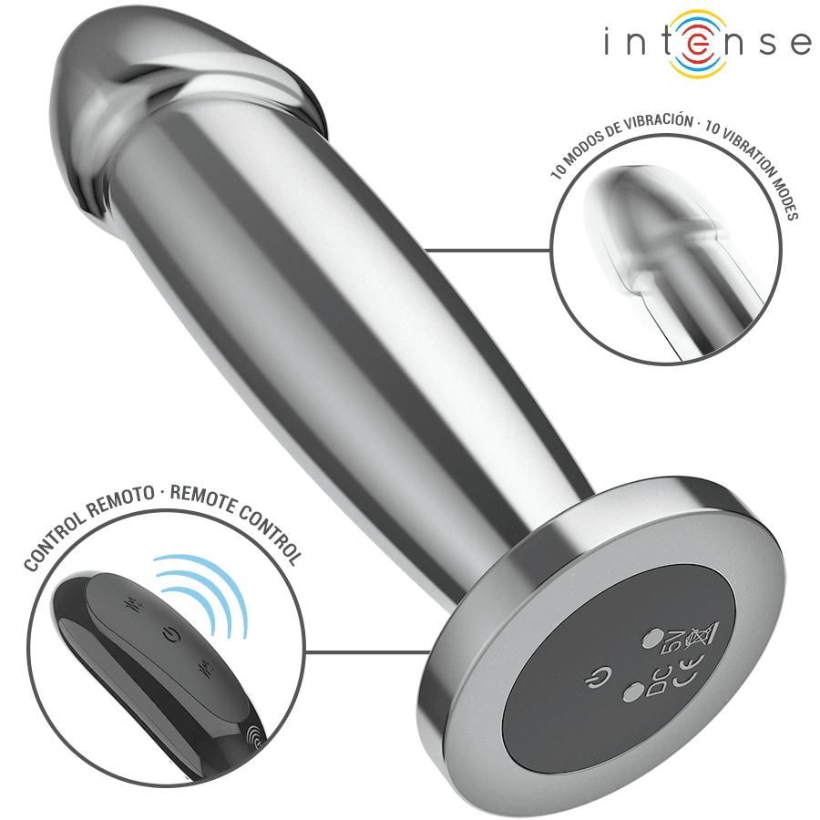 INTENSE - ANAL PLUG 10 VIBRATIONS METAL DILDO WITH REMOTE CONTROL M thumb 3