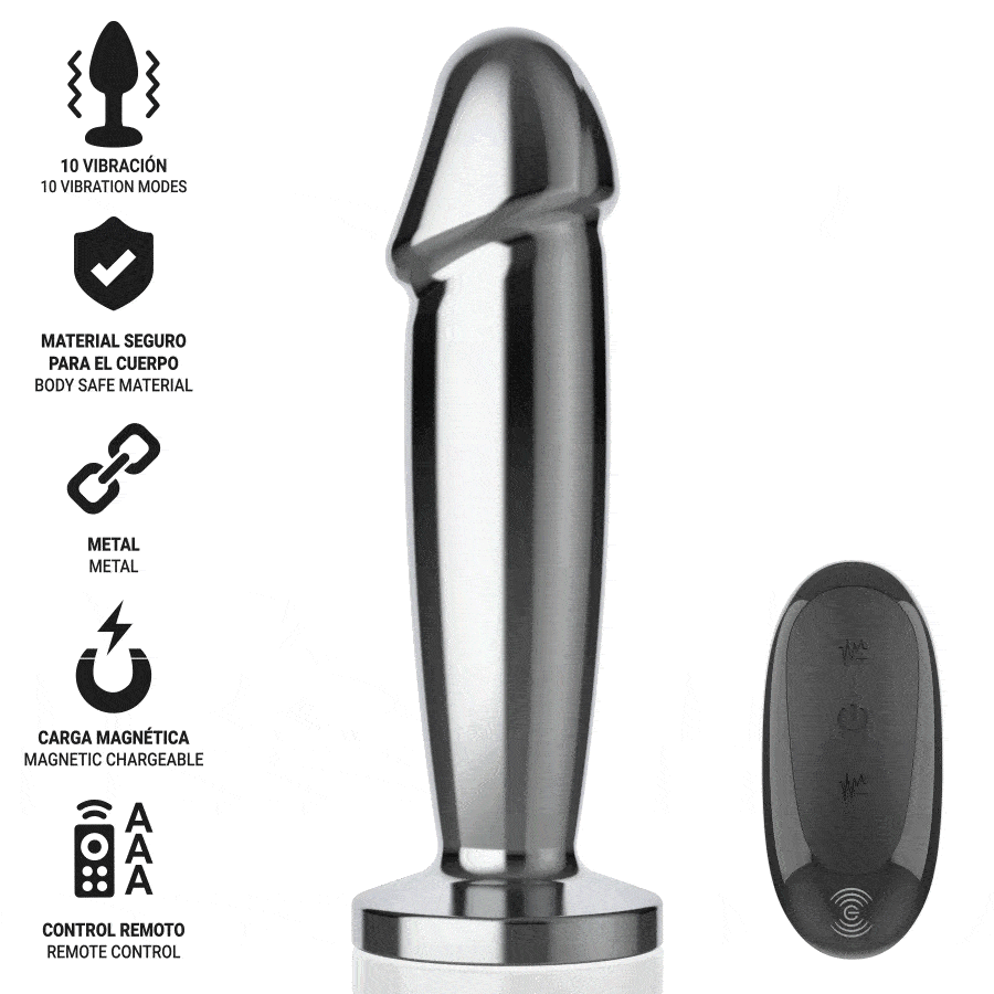 INTENSE - ANAL PLUG 10 VIBRATIONS METAL DILDO WITH REMOTE CONTROL M thumb 2