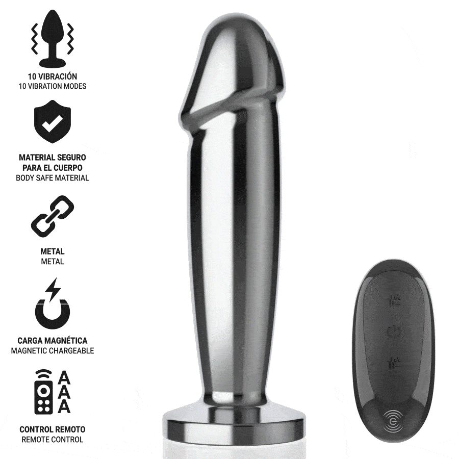 INTENSE - ANAL PLUG 10 VIBRATIONS METAL DILDO WITH REMOTE CONTROL S thumb 2