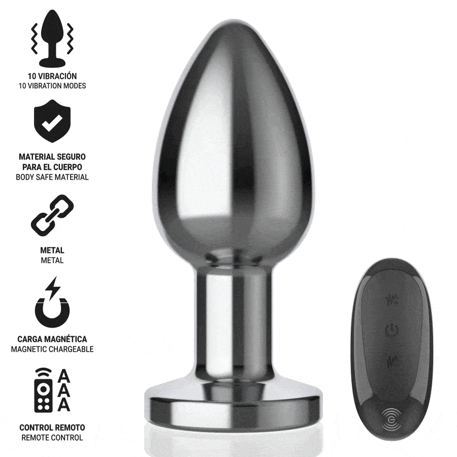 INTENSE - ANAL PLUG 10 VIBRATIONS METAL WITH REMOTE CONTROL L thumb 2