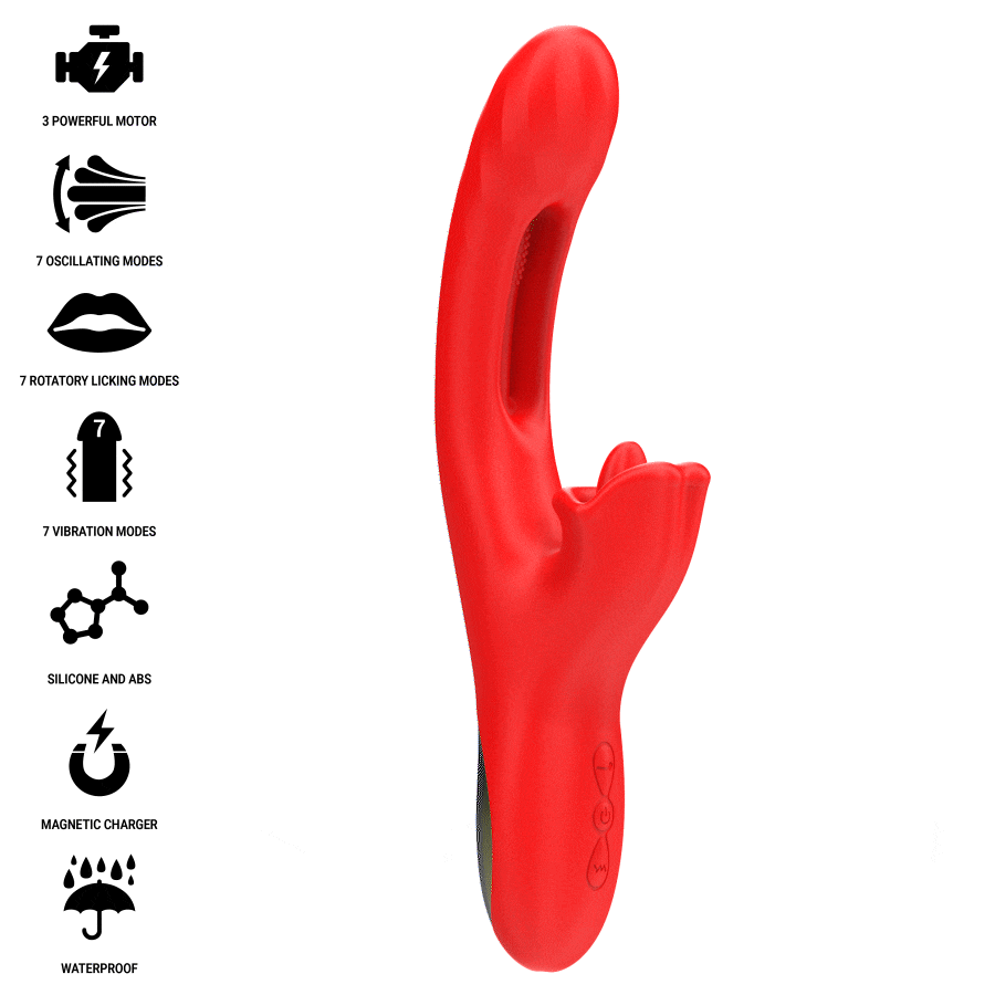 INTENSE - JESSICA MULTIFUNCTION VIBRATOR CLITORIS STIMULATION 24.8 CM RED thumb 2