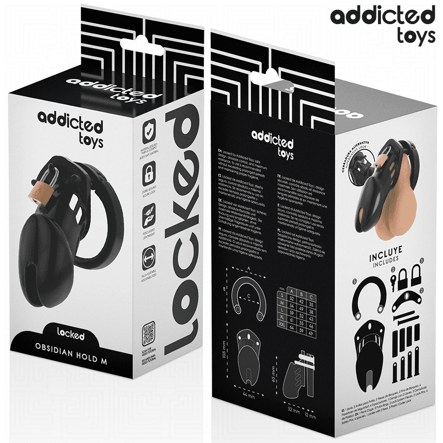 ADDICTED TOYS LOCKED - OBSIDIAN HOLD PENIS CAGE SIZE M thumb 6