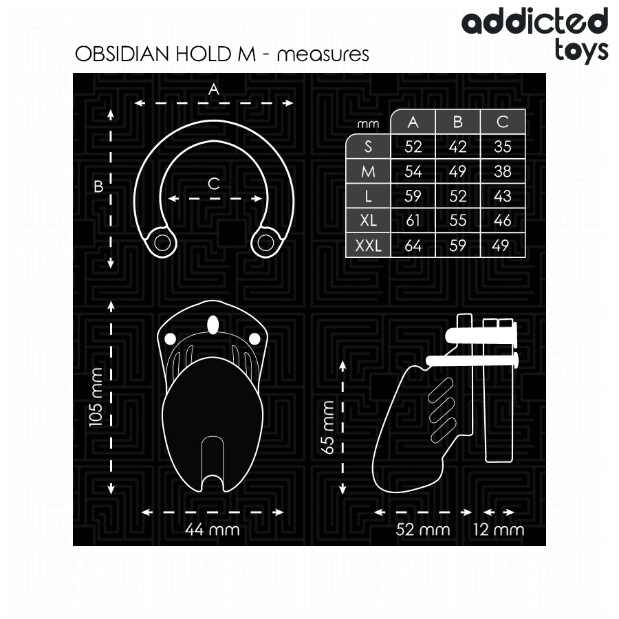 ADDICTED TOYS LOCKED - OBSIDIAN HOLD PENIS CAGE SIZE M thumb 4