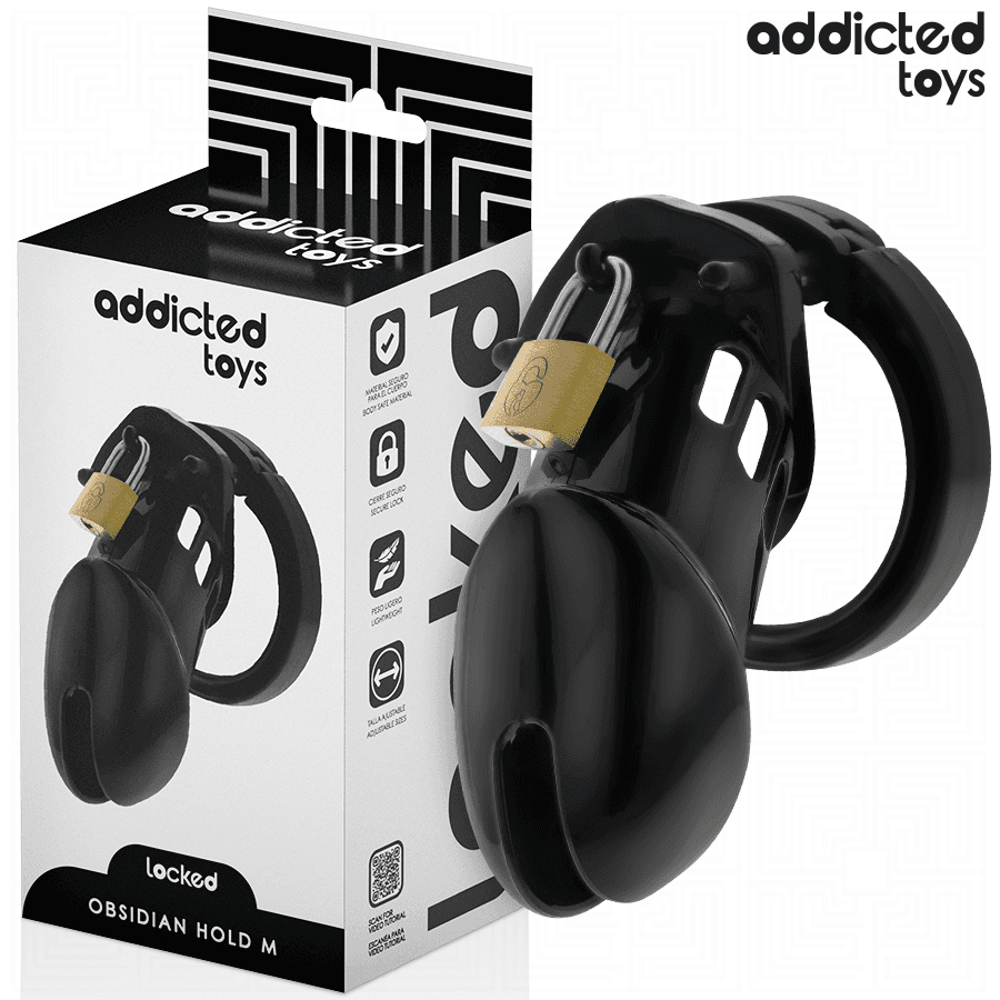 ADDICTED TOYS LOCKED - OBSIDIAN HOLD PENIS CAGE SIZE M