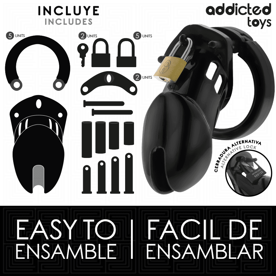 ADDICTED TOYS LOCKED - OBSIDIAN HOLD PENIS CAGE SIZE M thumb 5