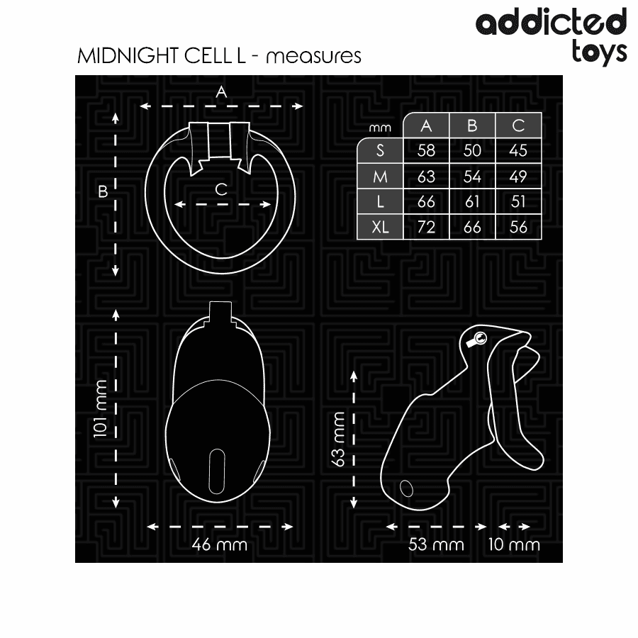 ADDICTED TOYS LOCKED - MINDNIGHT CELL PENIS CAGE SIZE L thumb 5
