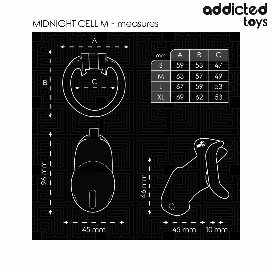 ADDICTED TOYS LOCKED - MINDNIGHT CELL PENIS CAGE SIZE M thumb 5
