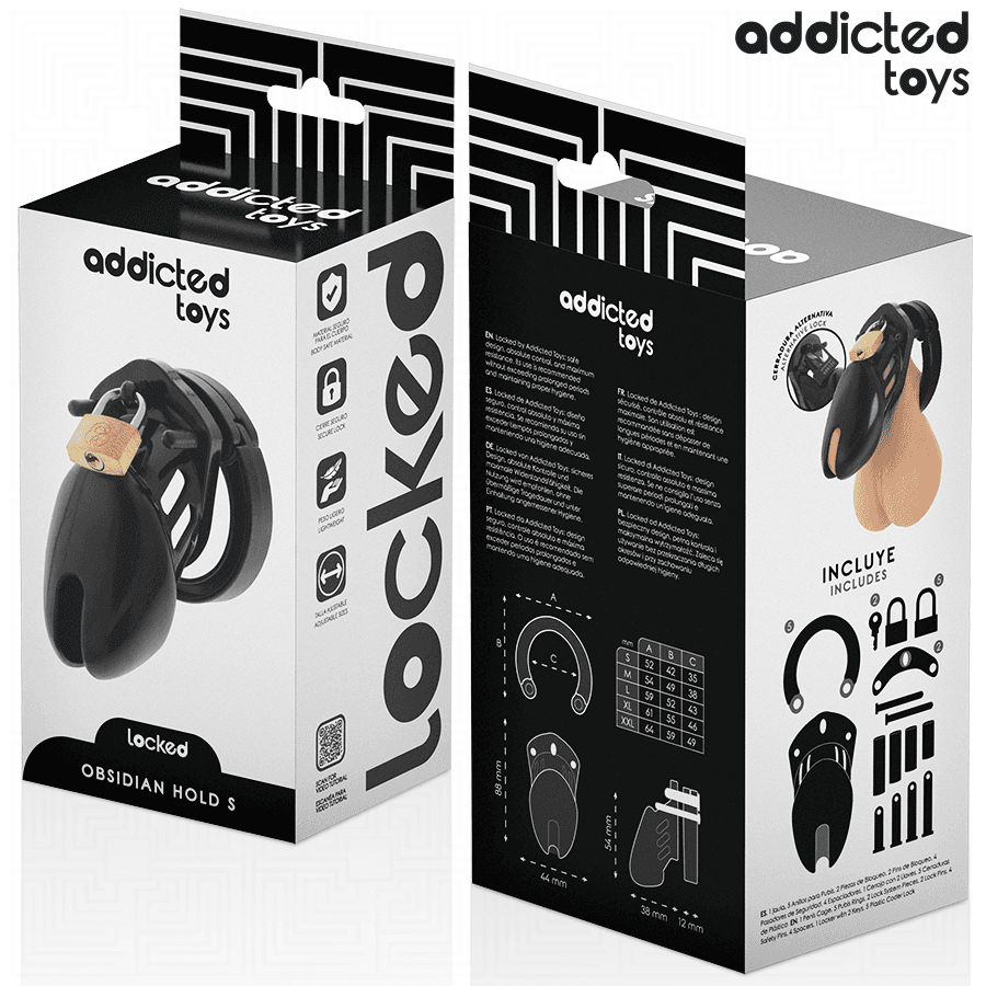 ADDICTED TOYS LOCKED - OBSIDIAN HOLD PENIS CAGE SIZE S thumb 6