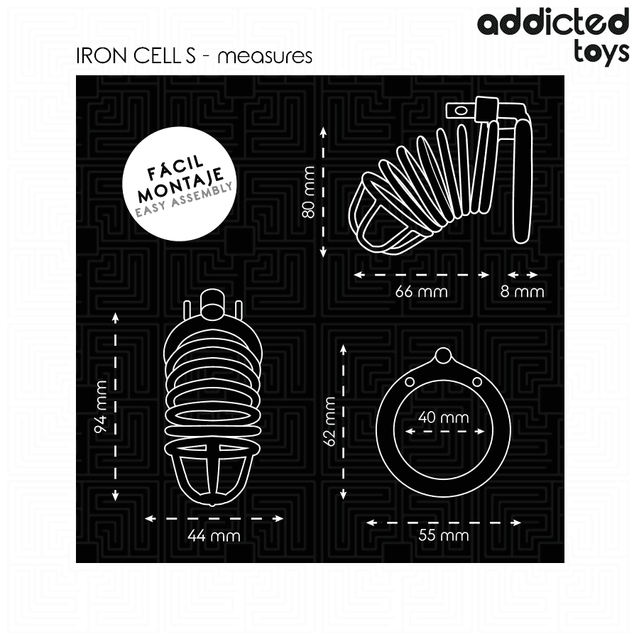 ADDICTED TOYS LOCKED - IRON CELL METAL PENIS CAGE 4 CM SIZE S thumb 5