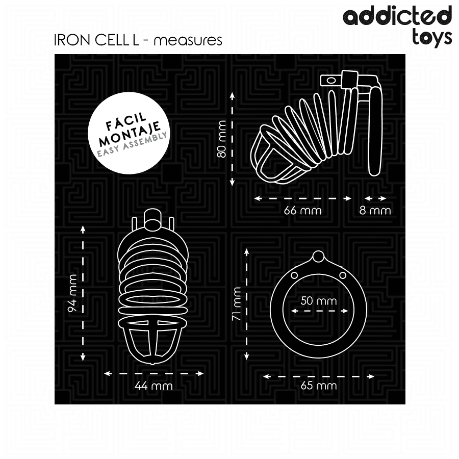 ADDICTED TOYS LOCKED - IRON CELL METAL PENIS CAGE 5 CM SIZE L thumb 5