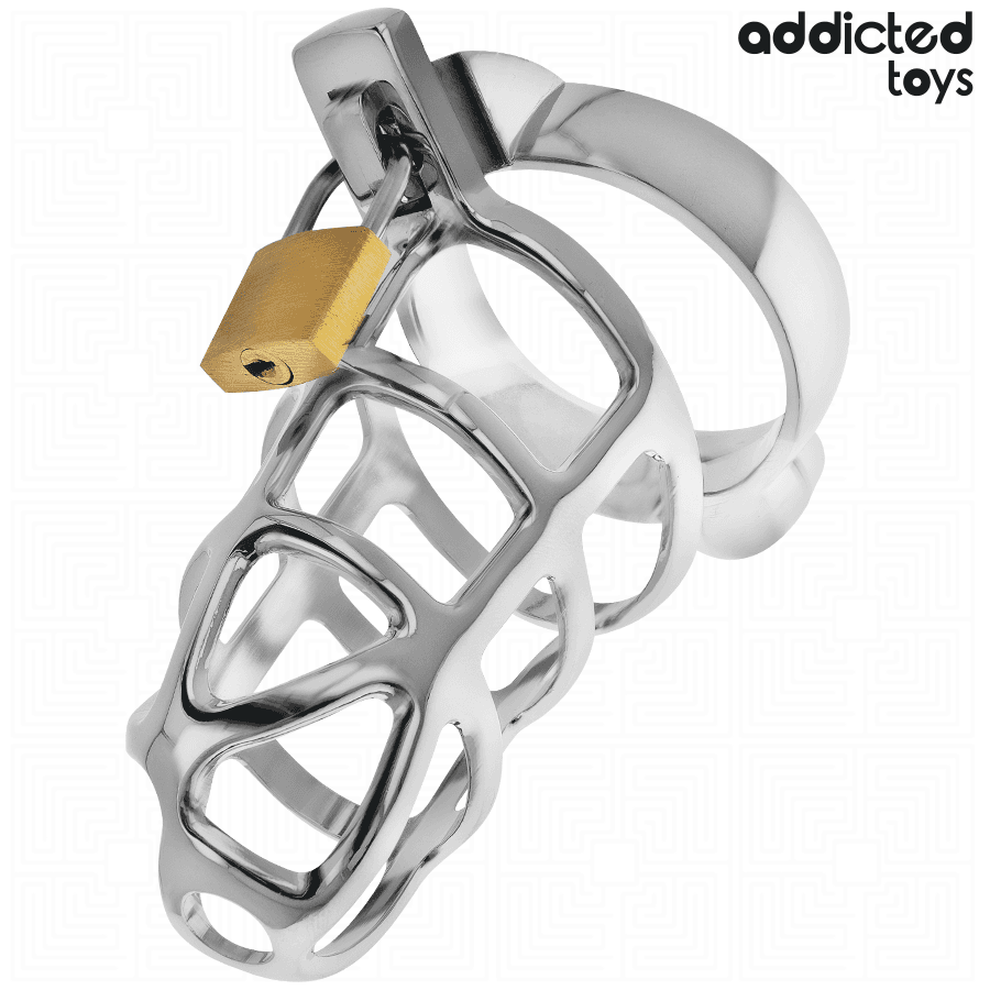 ADDICTED TOYS LOCKED - SILVER LOCK PENIS CAGE METAL SIZE M thumb 2