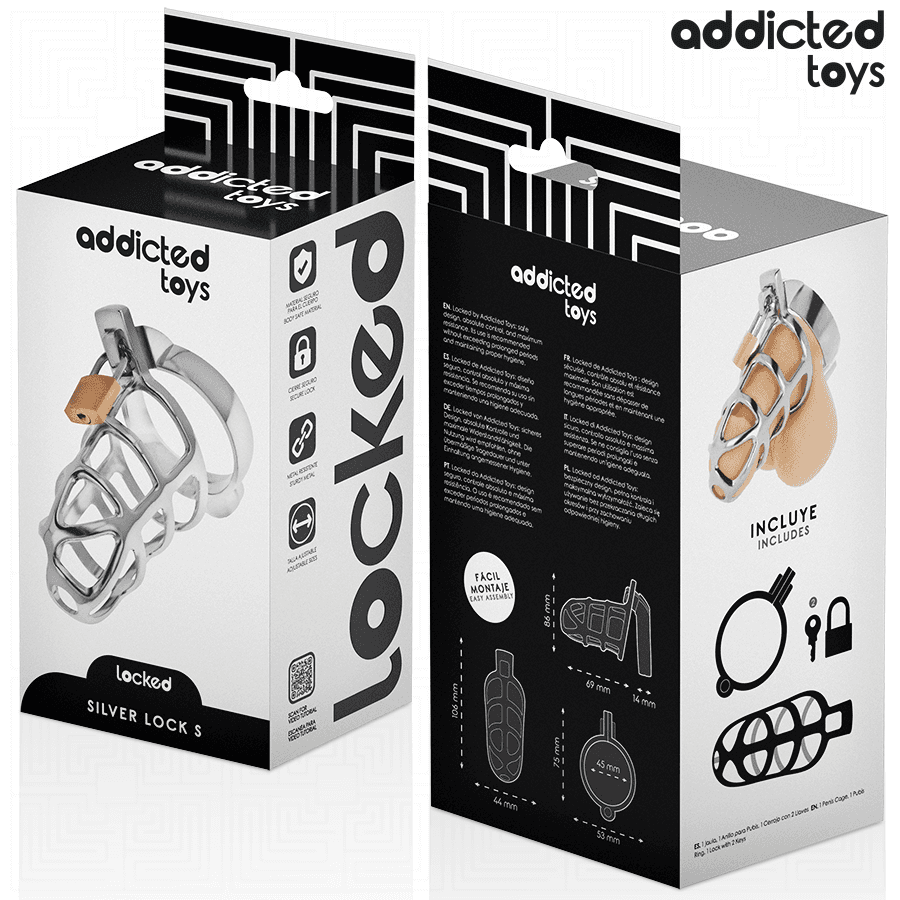 ADDICTED TOYS LOCKED - SILVER LOCK METAL PENIS CAGE SIZE S thumb 6