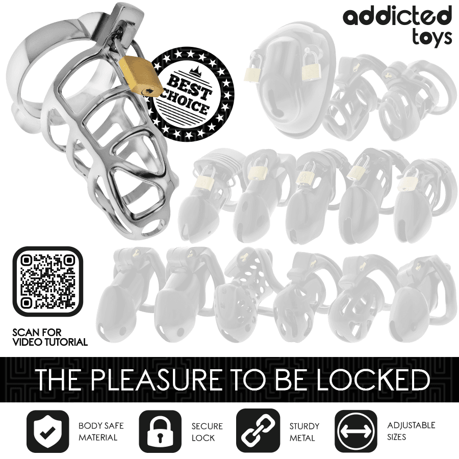 ADDICTED TOYS LOCKED - SILVER LOCK METAL PENIS CAGE SIZE S thumb 7