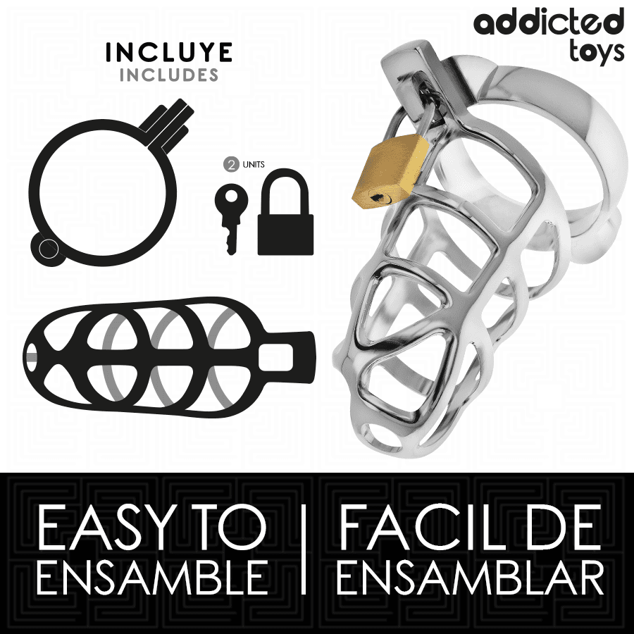 ADDICTED TOYS LOCKED - SILVER LOCK METAL PENIS CAGE SIZE S thumb 4