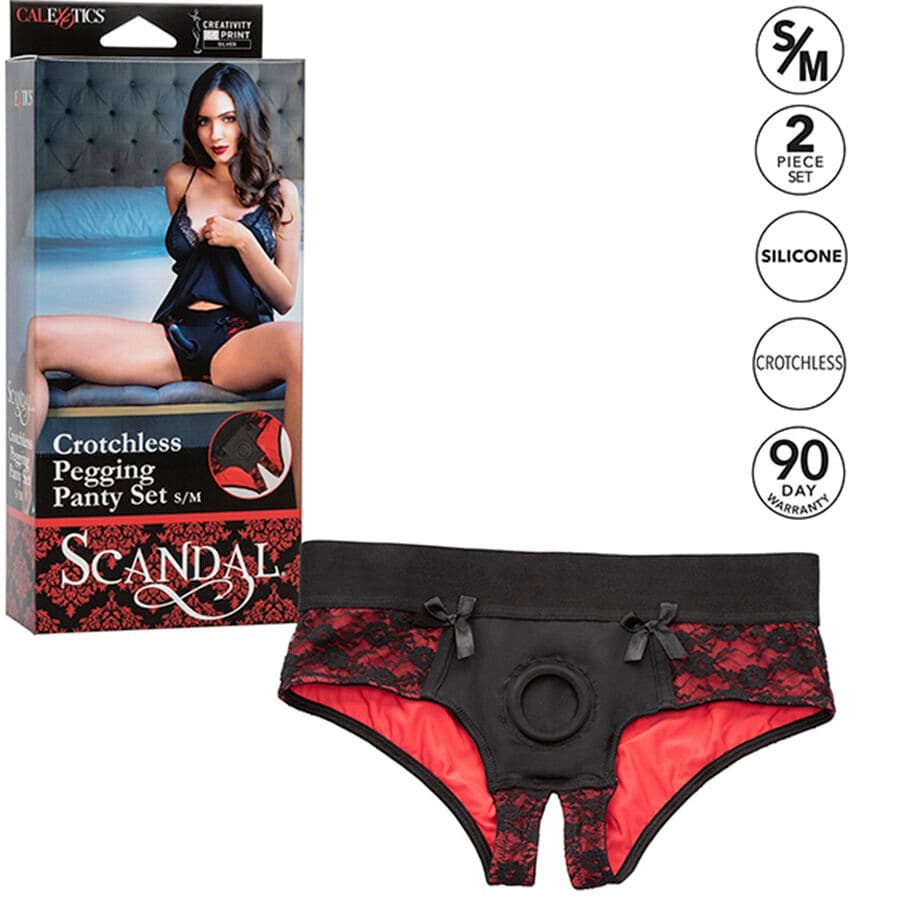CALEXOTICS - SCANDAL SET OF CROTCHLESS PANTIES WITH DILDO SIZE S/M thumb 7