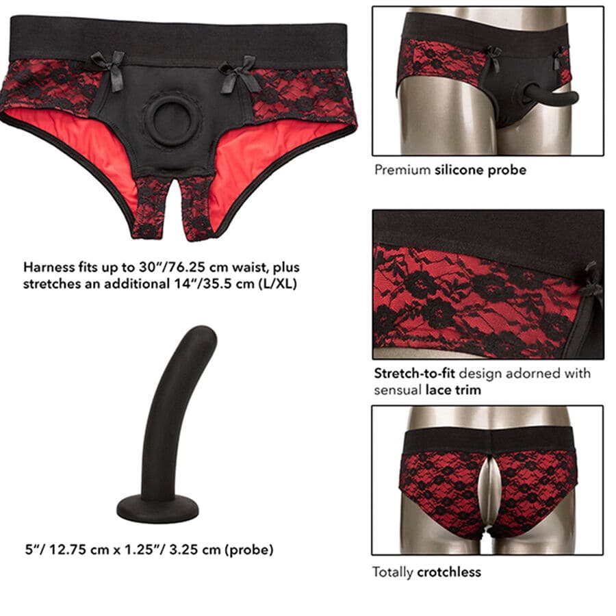 CALEXOTICS - SCANDAL SET OF CROTCHLESS PANTIES WITH DILDO SIZE L/XL thumb 6