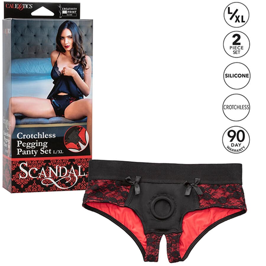 CALEXOTICS - SCANDAL SET OF CROTCHLESS PANTIES WITH DILDO SIZE L/XL thumb 7