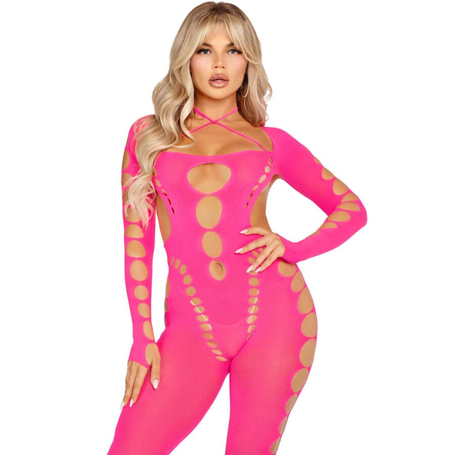 LEG AVENUE - PINK OPEN BACK BODYSTOCKING ONE SIZE thumb 4