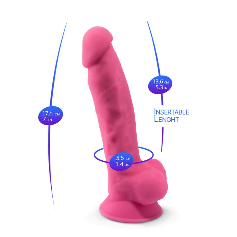 SILEXD - MODEL 1 REALISTIC PENIS PREMIUM SILICONE SILEXPAN FLUORESCENT PINK 17.5 CM thumb 5